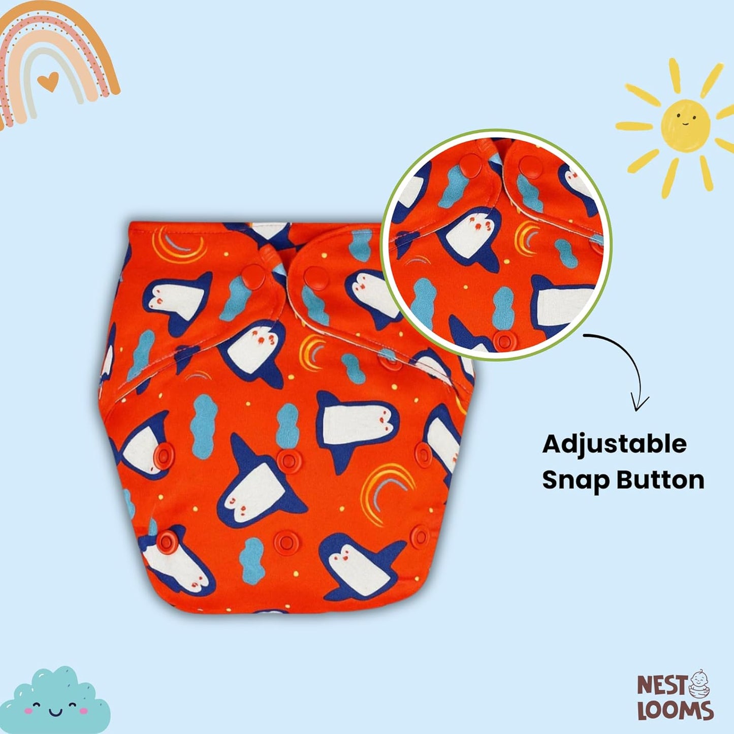 Reusable Cloth Diaper - Penguin Party