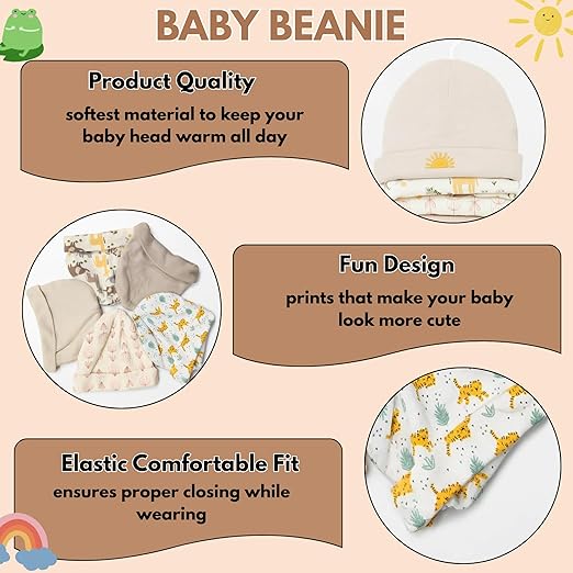 Unisex Baby Beanies Set of 5 - Morning Adventure