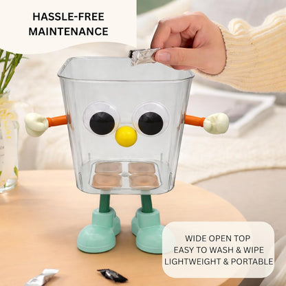 Multipurpose DIY Robot Trash Can - Orange Green