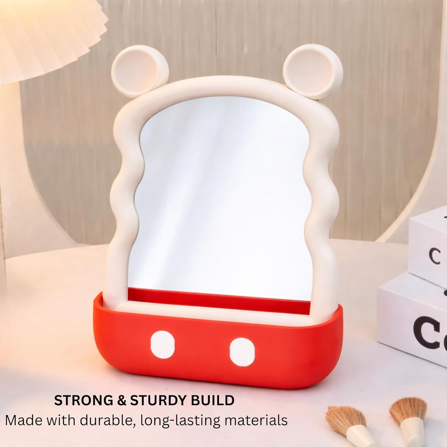 Children’s Decorative Mirror with Storage Space - White Mickey
