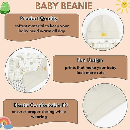 Unisex Baby Beanies Set of 5 - Grey Glow