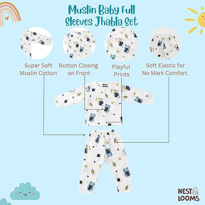 Muslin Full Sleeves Jhabla Set - Galaxy Woofs