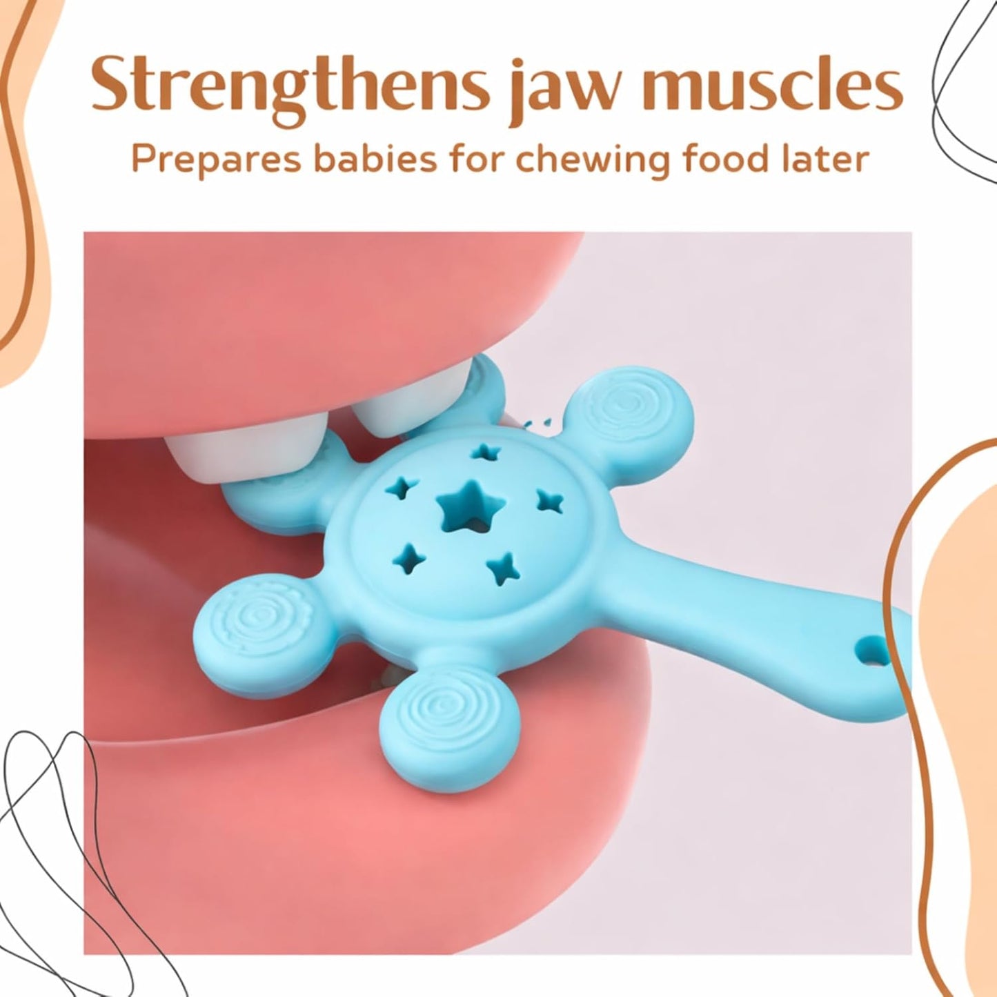 Silicone Flower Rattle Teether - Minty Aqua