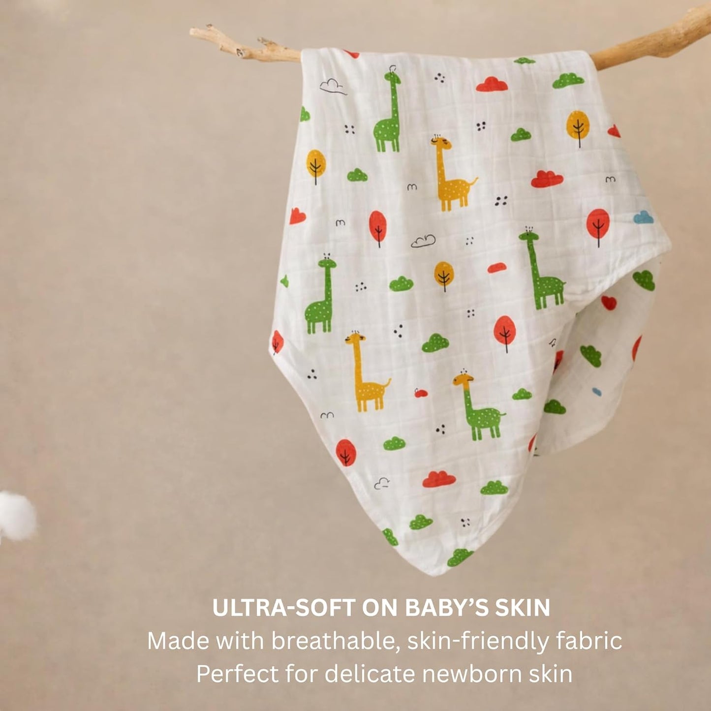 Organic Cotton Muslin Blanket - Giraffe Safari