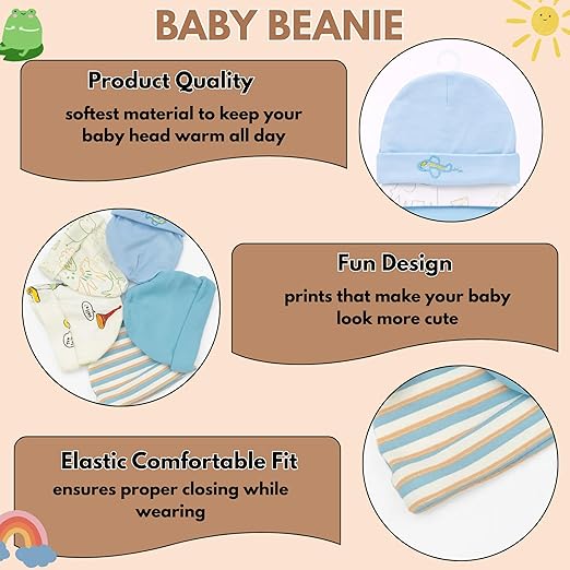 Unisex Baby Beanies Set of 5 - Sky Explorer