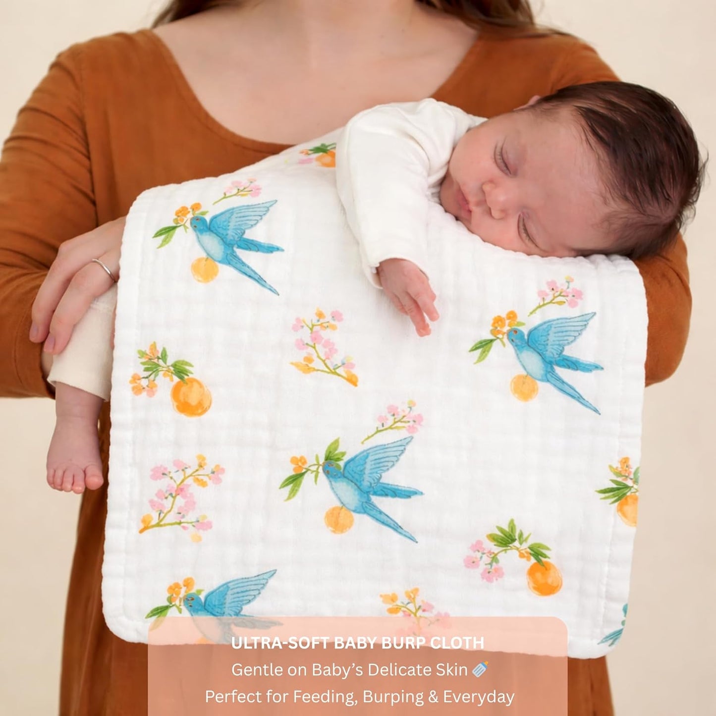 Organic Cotton Burp Cloth - Fruit Flyers