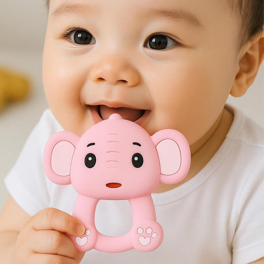 Silicone Cartoon Teether - Elephant (Pink)