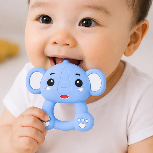 Silicone Cartoon Teether - Elephant  (Blue)