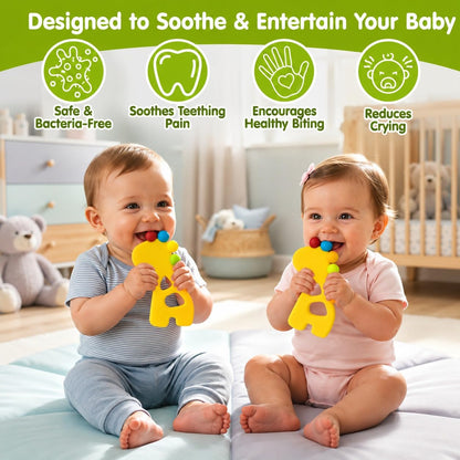 Silicone Rainbow Dino Teether - (Yellow)