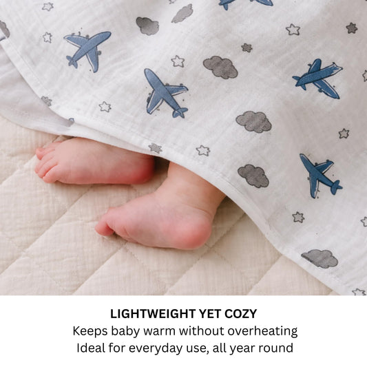 Organic Cotton Muslin Blanket - Sky Journey