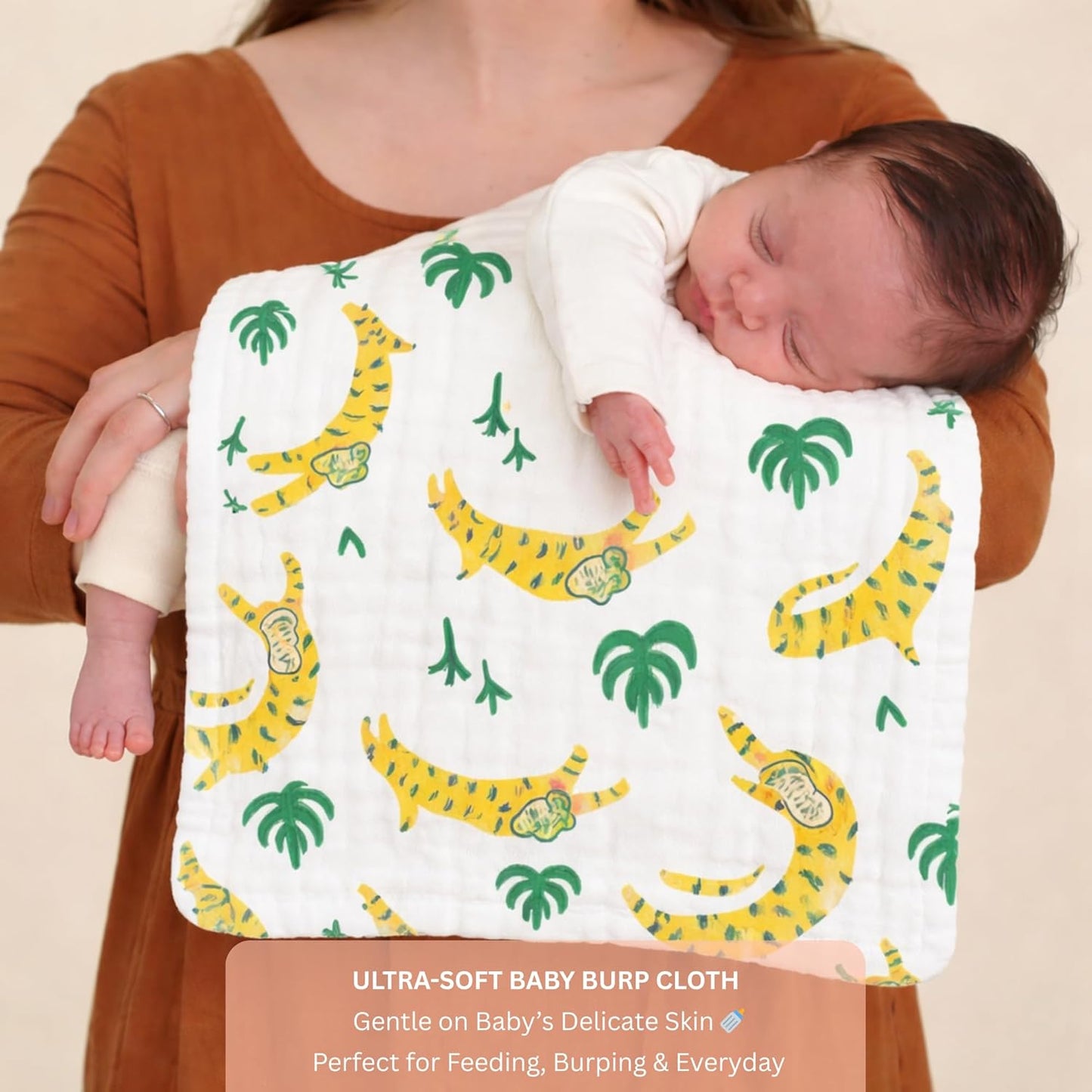 Organic Cotton Burp Cloth - Jungle Paws