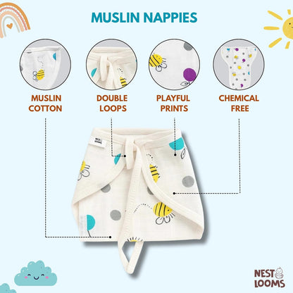 Muslin Nappy - Pack of 3
