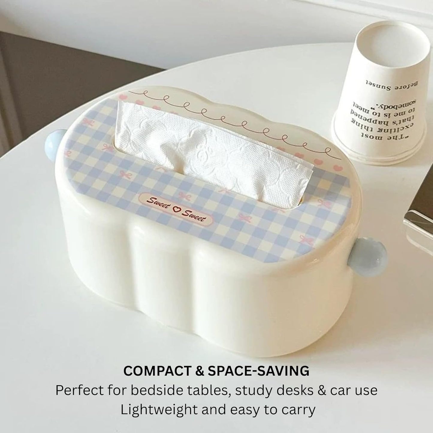 Decorative Baby Wipes & Tissue Storage Box - Bluebell Checks