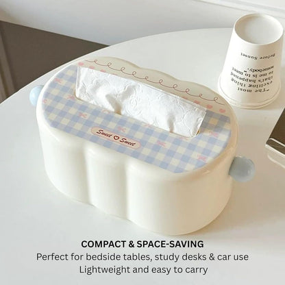 Decorative Baby Wipes & Tissue Storage Box - Bluebell Checks