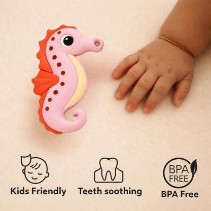 Silicone Cartoon Teether Seahorse (Pink)