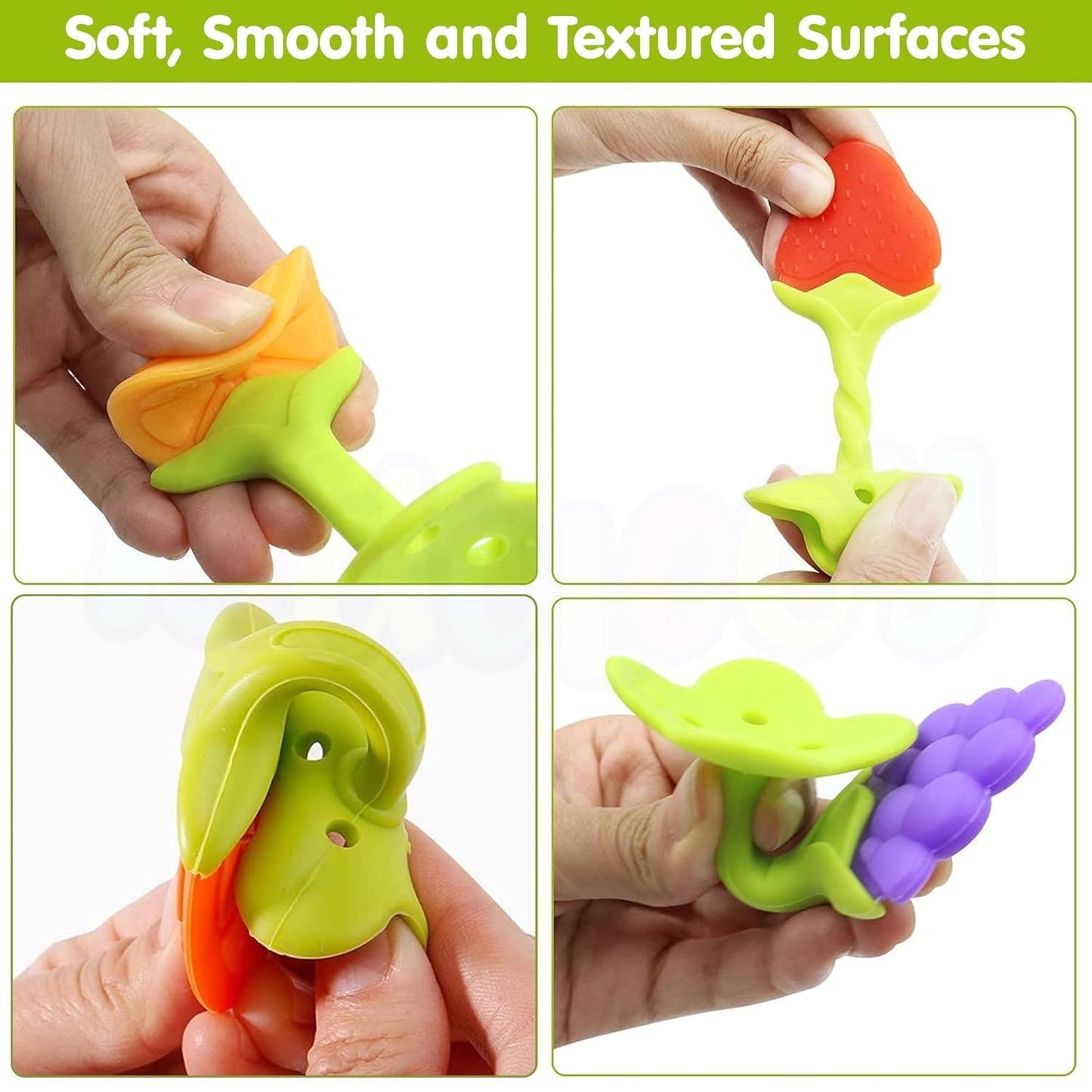 Silicone Fruit Shape Teether - Combo Of 5