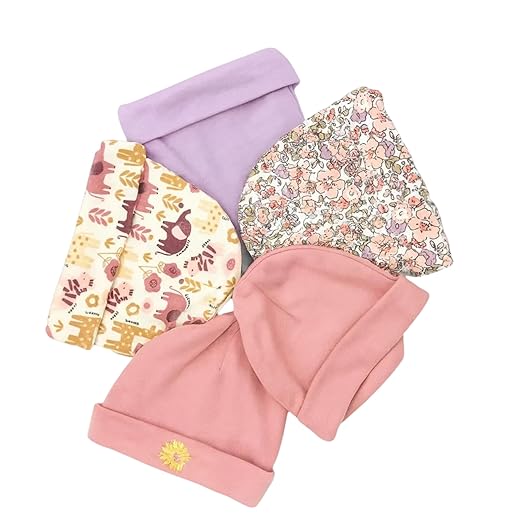Unisex Baby Beanies Set of 5 - Petal Safari