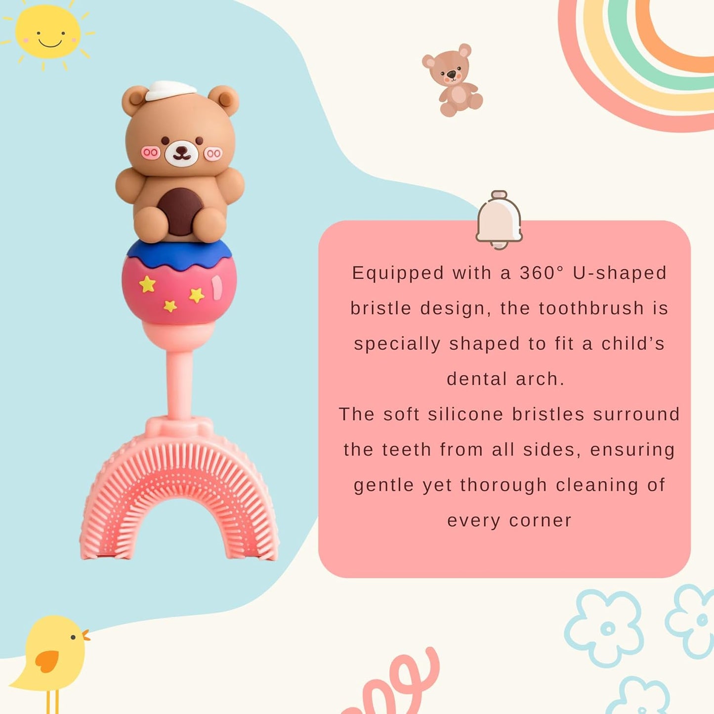 U-Shaped Toothbrush - Brown Teddy