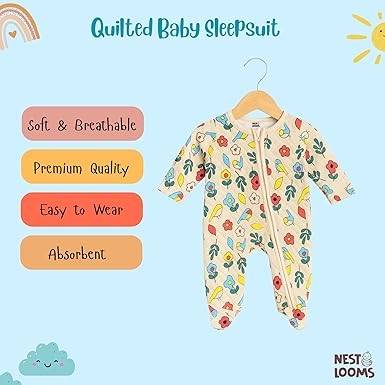 Quilted Sleepsuit - Little Garden