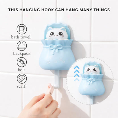 Adhesive Multipurpose Wall Hook for Towels, Bags & Clothes - Blue Teddy