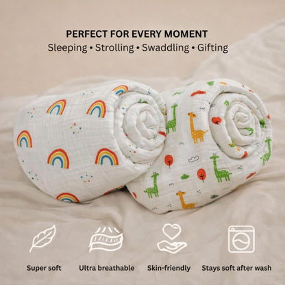 Organic Cotton Muslin Blanket - Rainbow Dreams