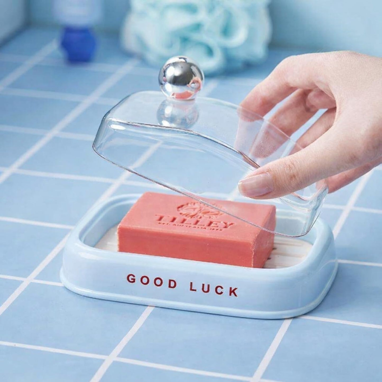 Soap Holder - Good Luck - Blue