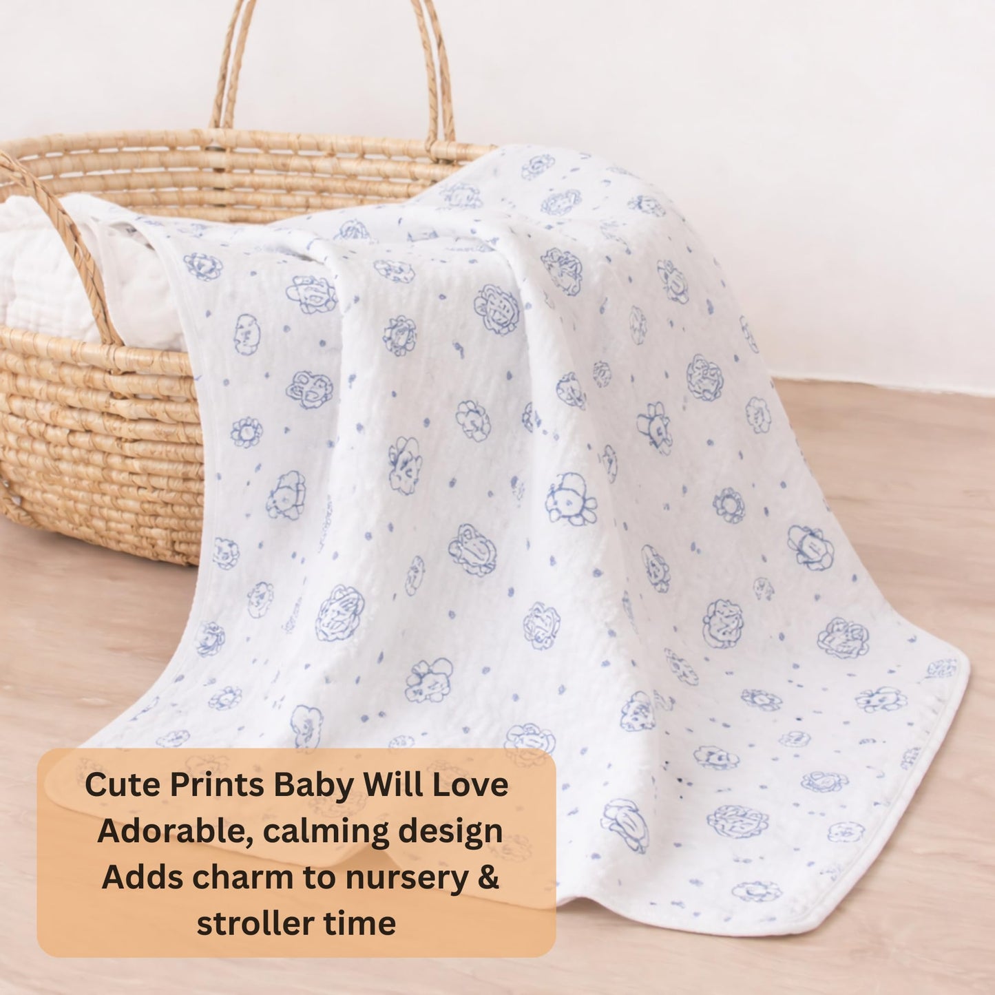 Organic Cotton Muslin Blanket - Bunny and Bear