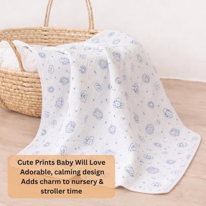 Organic Cotton Muslin Blanket - Bunny and Bear