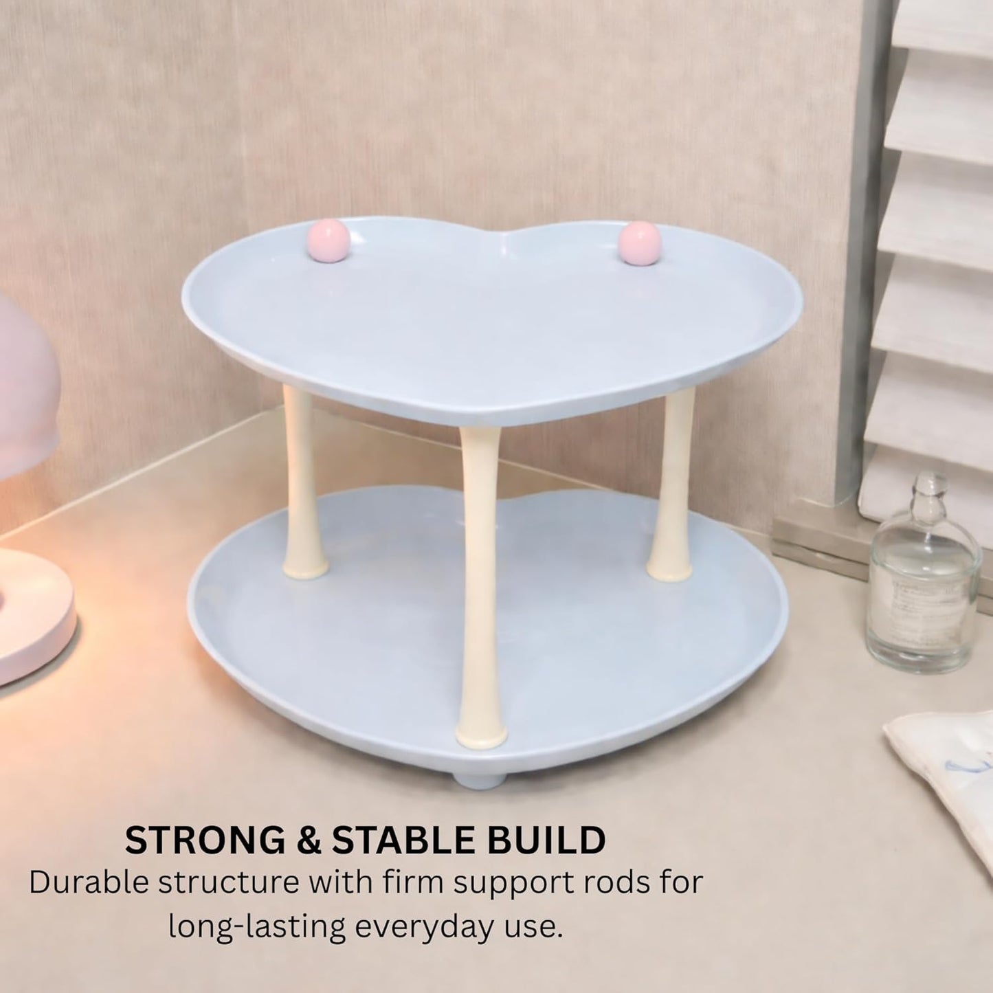 Multi-Purpose Heart-shaped 2 layer Baby Essentials Storage Stand - Aqua Blue