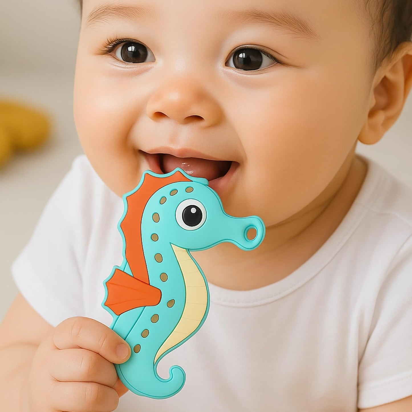Silicone Cartoon Teether Seahorse (Light-Green)