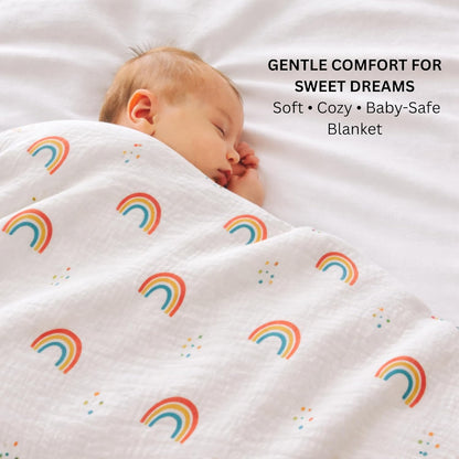 Organic Cotton Muslin Blanket - Rainbow Dreams