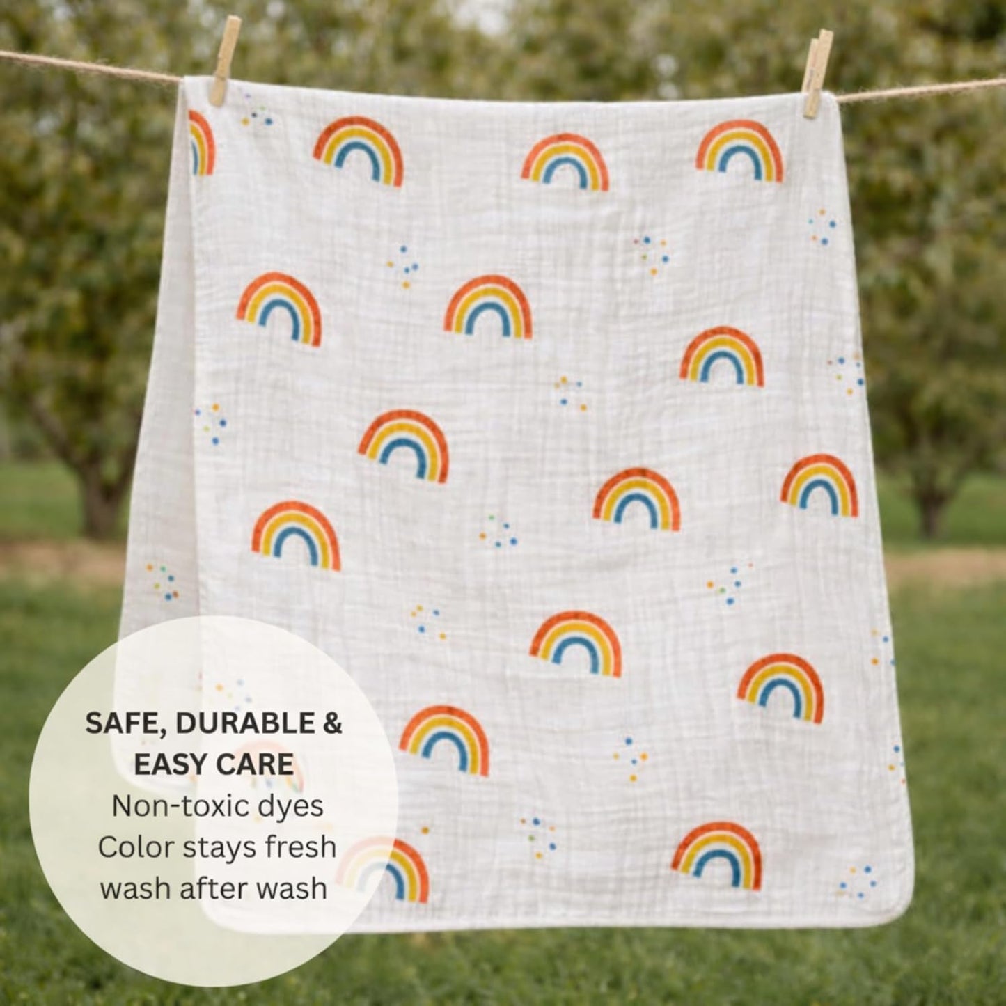 Organic Cotton Muslin Blanket - Rainbow Dreams