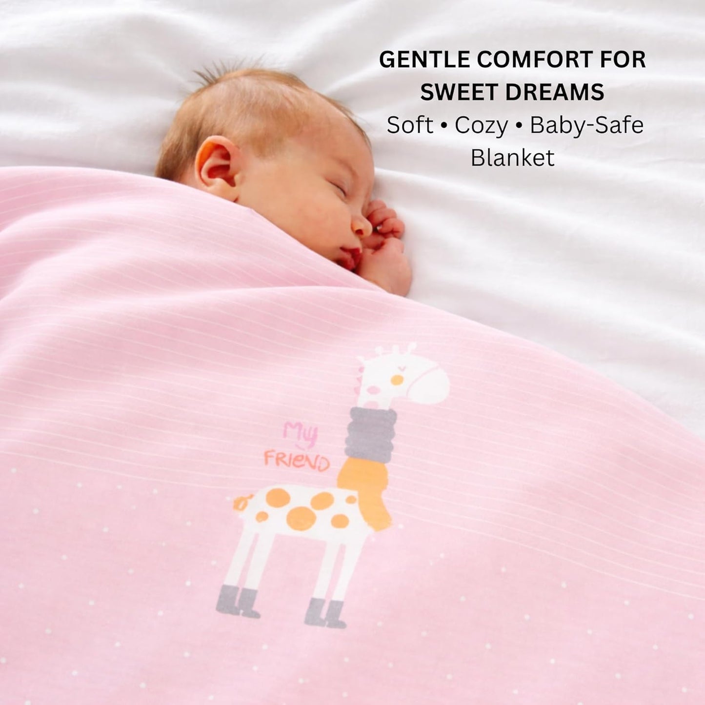 Cotton Baby Blanket - Bubblegum Giraffe