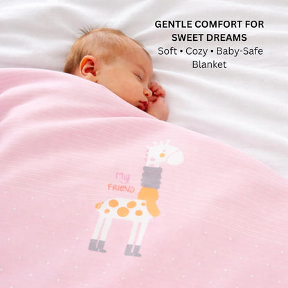 Cotton Baby Blanket - Bubblegum Giraffe