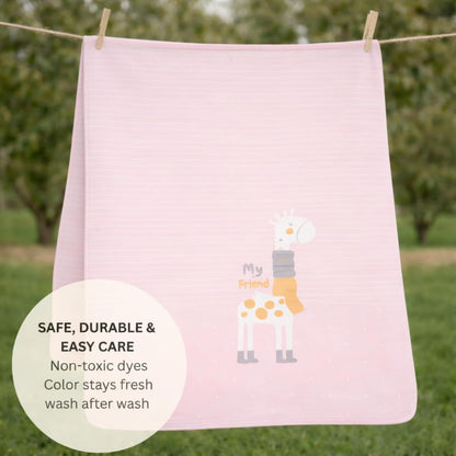 Cotton Baby Blanket - Bubblegum Giraffe