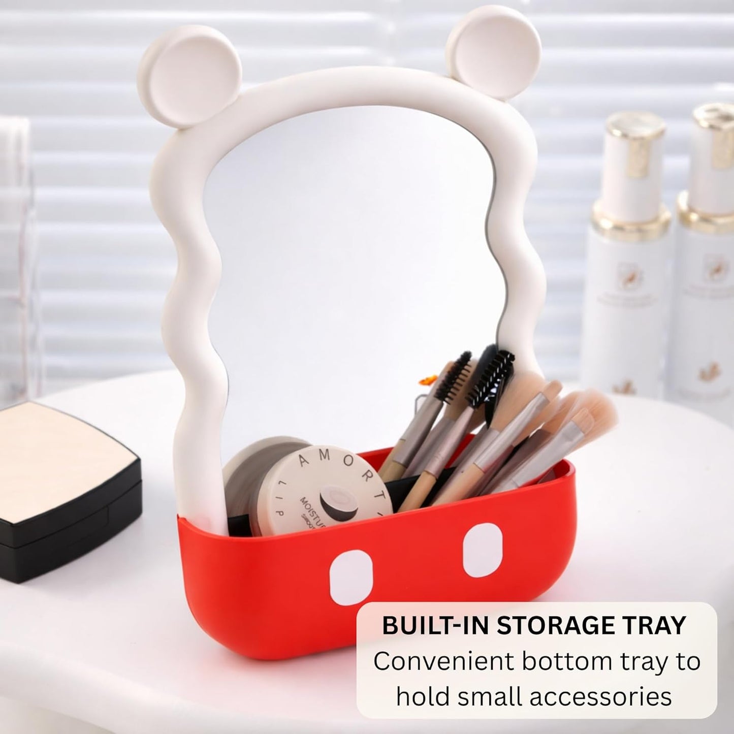 Children’s Decorative Mirror with Storage Space - White Mickey