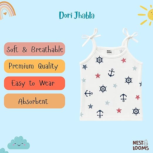 Dori Jhabla- Organic Cotton Muslin- Combo of 5 (tropical treat,sunny bunny, space bear, dinoland, sailor star)