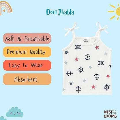 Dori Jhabla- Organic Cotton Muslin- Combo of 5 (tropical treat,sunny bunny, space bear, dinoland, sailor star)