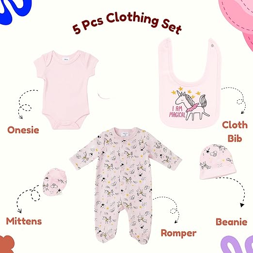 5 pcs Baby Clothing Set - Unicorn Whispers