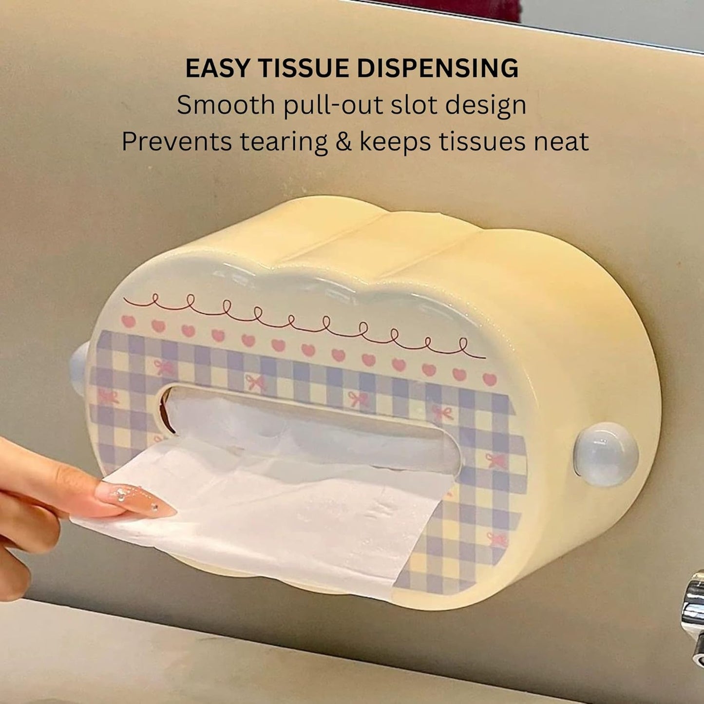Decorative Baby Wipes & Tissue Storage Box - Bluebell Checks
