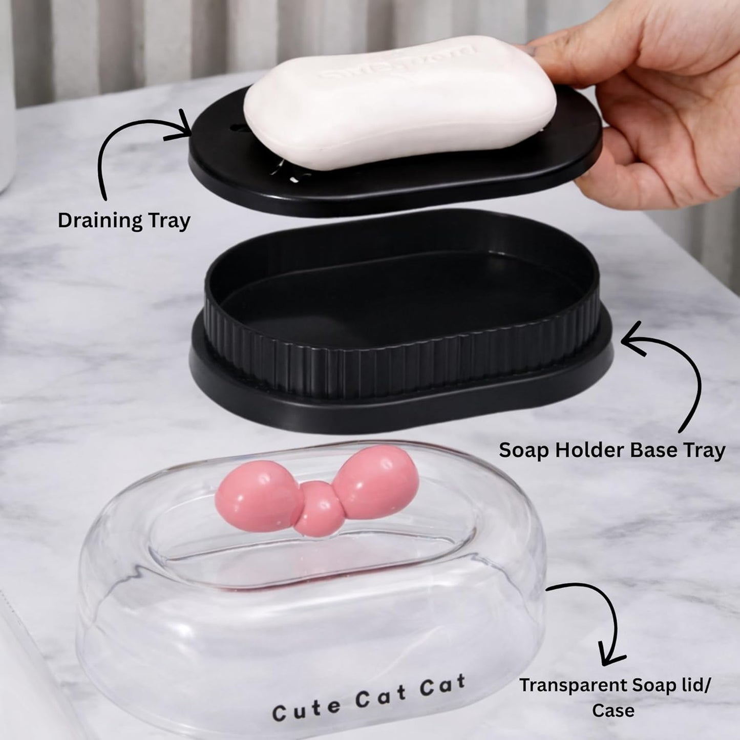 Soap Holder - Cute Cat - Black