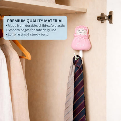 Adhesive Multipurpose Wall Hook for Towels, Bags & Clothes - Pink Kitty