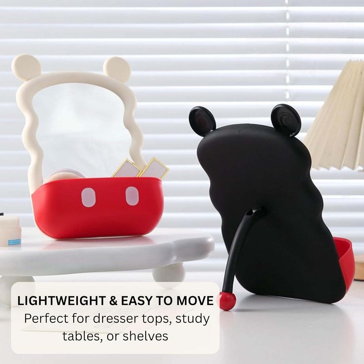 Children’s Decorative Mirror with Storage Space - White Mickey