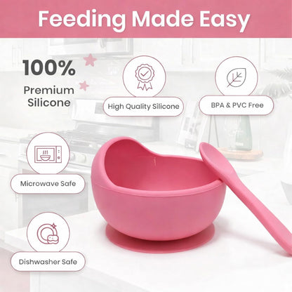 Silicone Suction Bowl & Spoon Set - Pink Popsicle