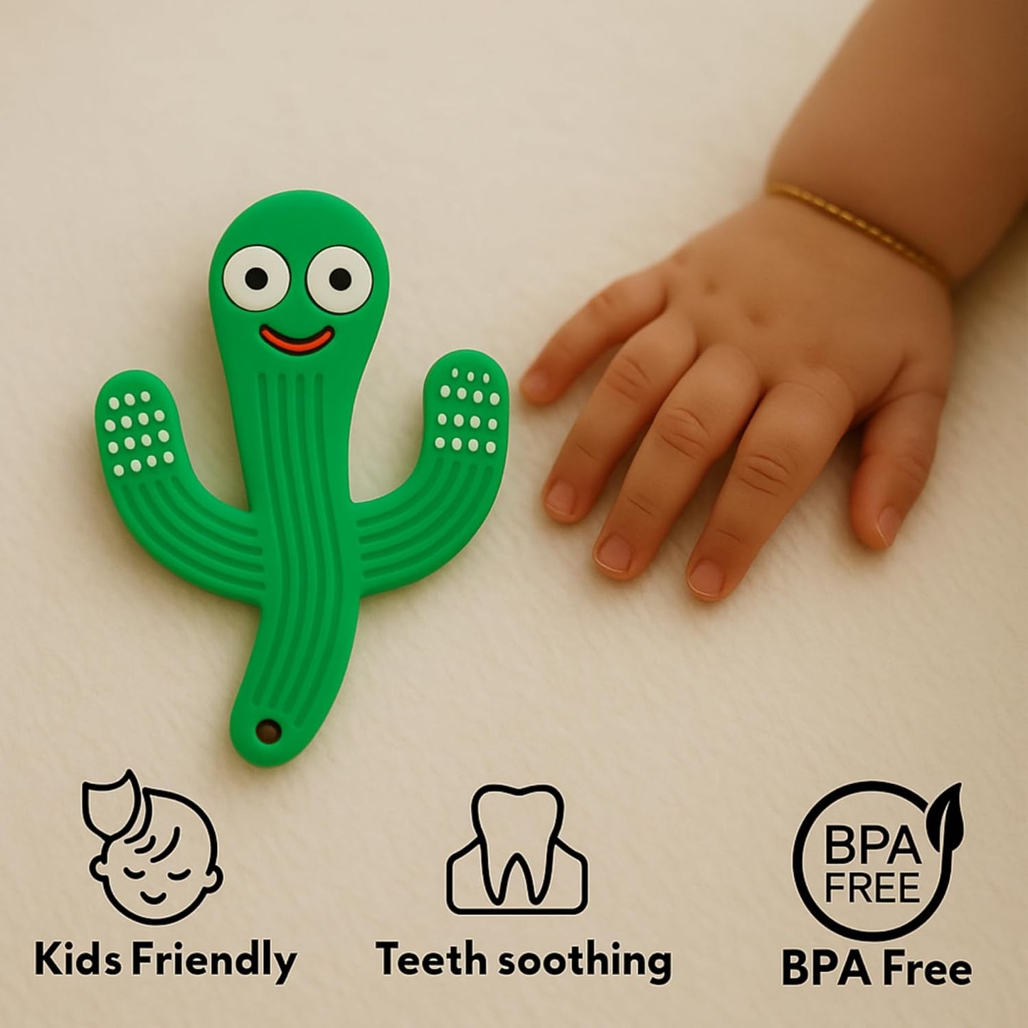 Silicone Cartoon Teether - Cactus (Green)