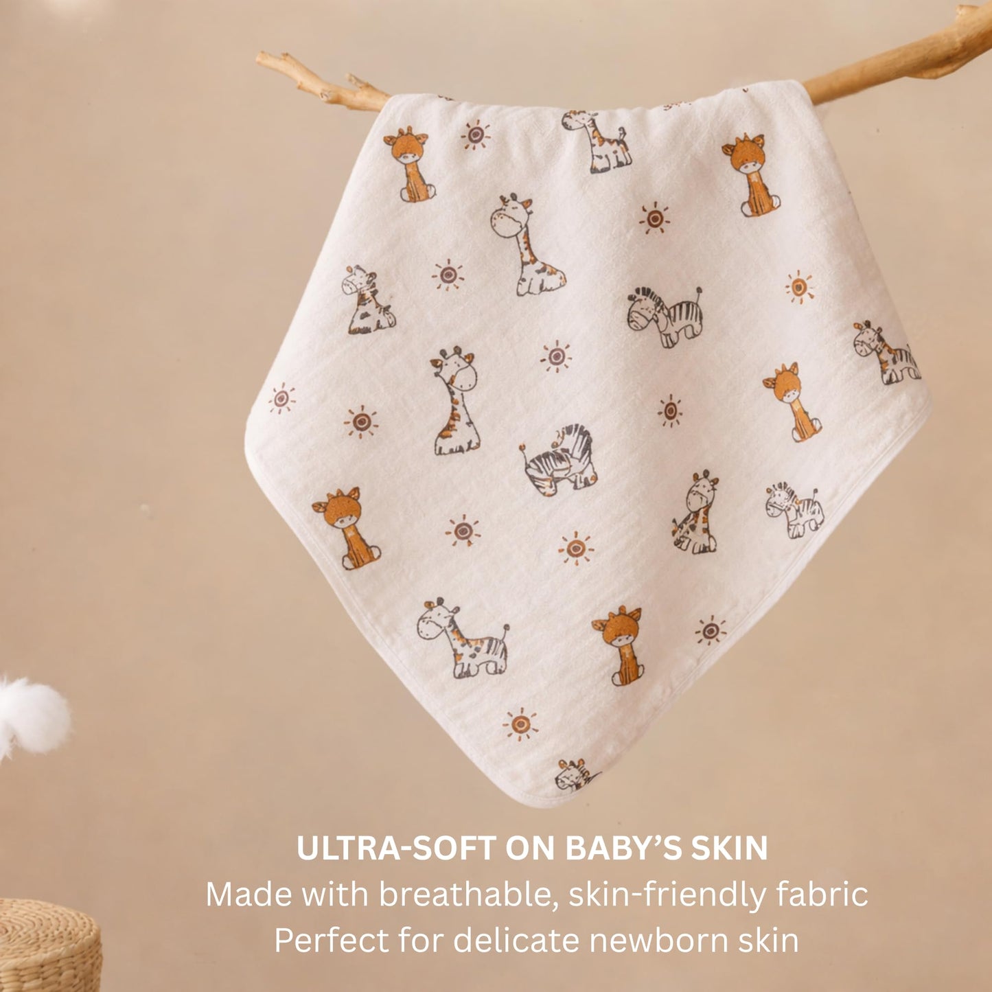 Organic Cotton Muslin Blanket - Jungle Buddies