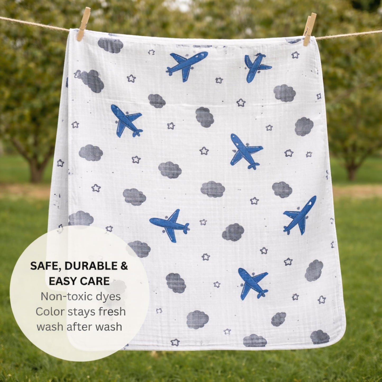Organic Cotton Muslin Blanket - Sky Journey