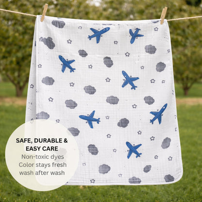 Organic Cotton Muslin Blanket - Sky Journey