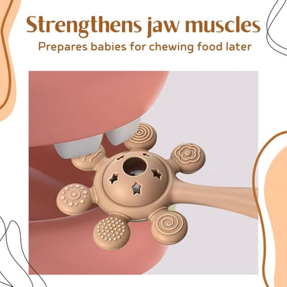 Silicone Flower Rattle Teether - Soft Cocoa