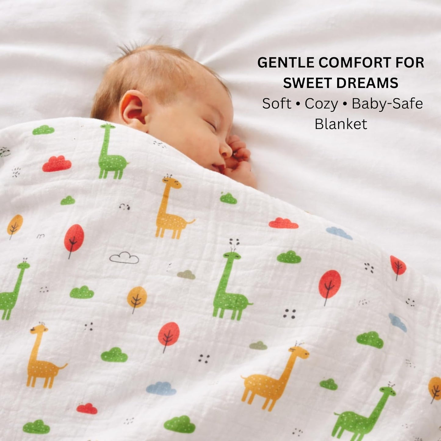 Organic Cotton Muslin Blanket - Giraffe Safari